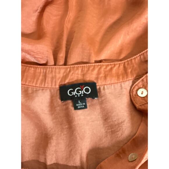 GiGio Women's Oversized Loose Fit Button Down Top Hi-Low Hem Size L Rose - Picture 7 of 8